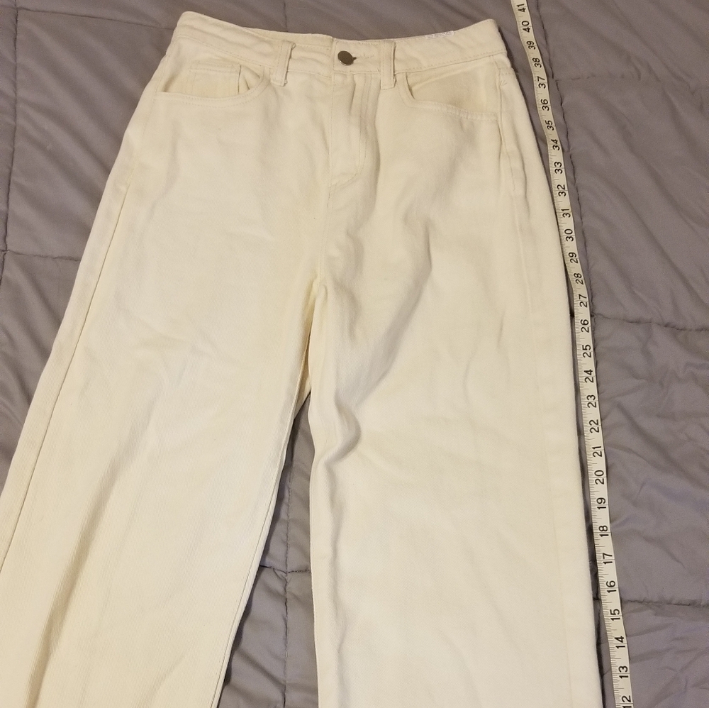 White high rise straight leg jeans